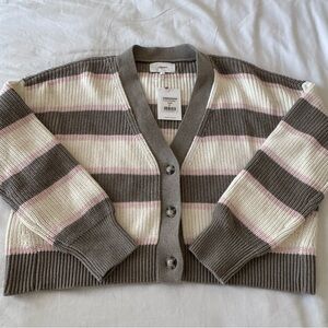 NWT XiRENA Carey Gray and White Stripe Sweater Cardigan Size M